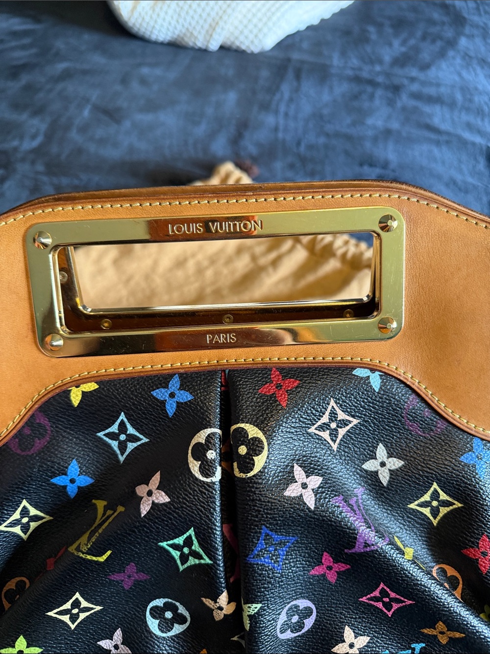 Louis Vuitton Multicolor Monogram Black Canvas & Tan Leather Shoulder Bag - Picture 5 of 16